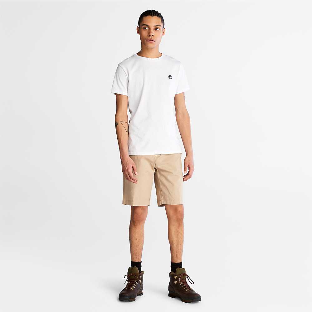 Beige Men's Timberland Cotton Shorts | Israel-9617542