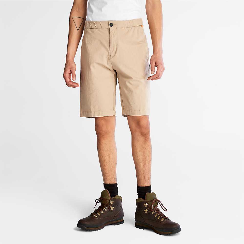 Beige Men\'s Timberland Cotton Shorts | Israel-9617542