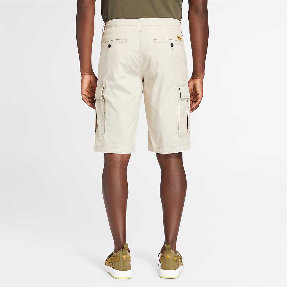 Beige Men's Timberland Poplin Cargo Shorts | Israel-9840276