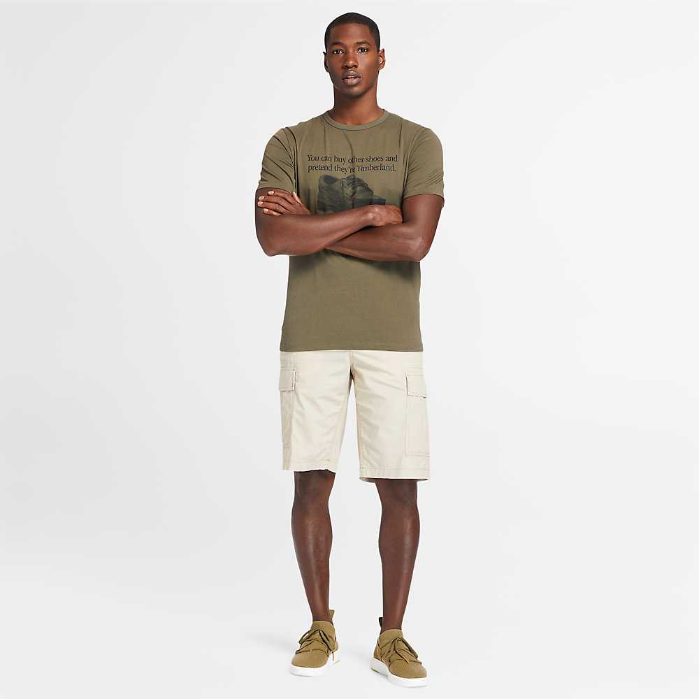 Beige Men's Timberland Poplin Cargo Shorts | Israel-9840276