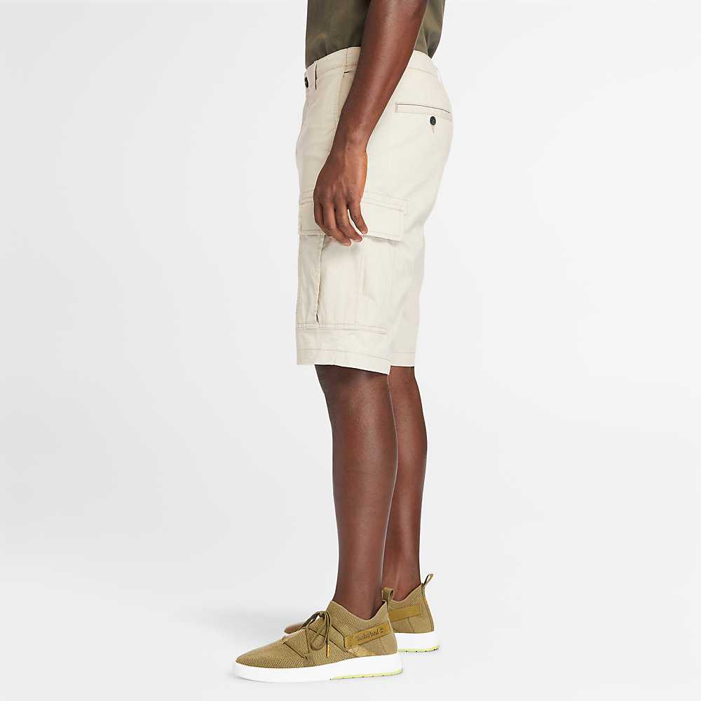 Beige Men's Timberland Poplin Cargo Shorts | Israel-9840276