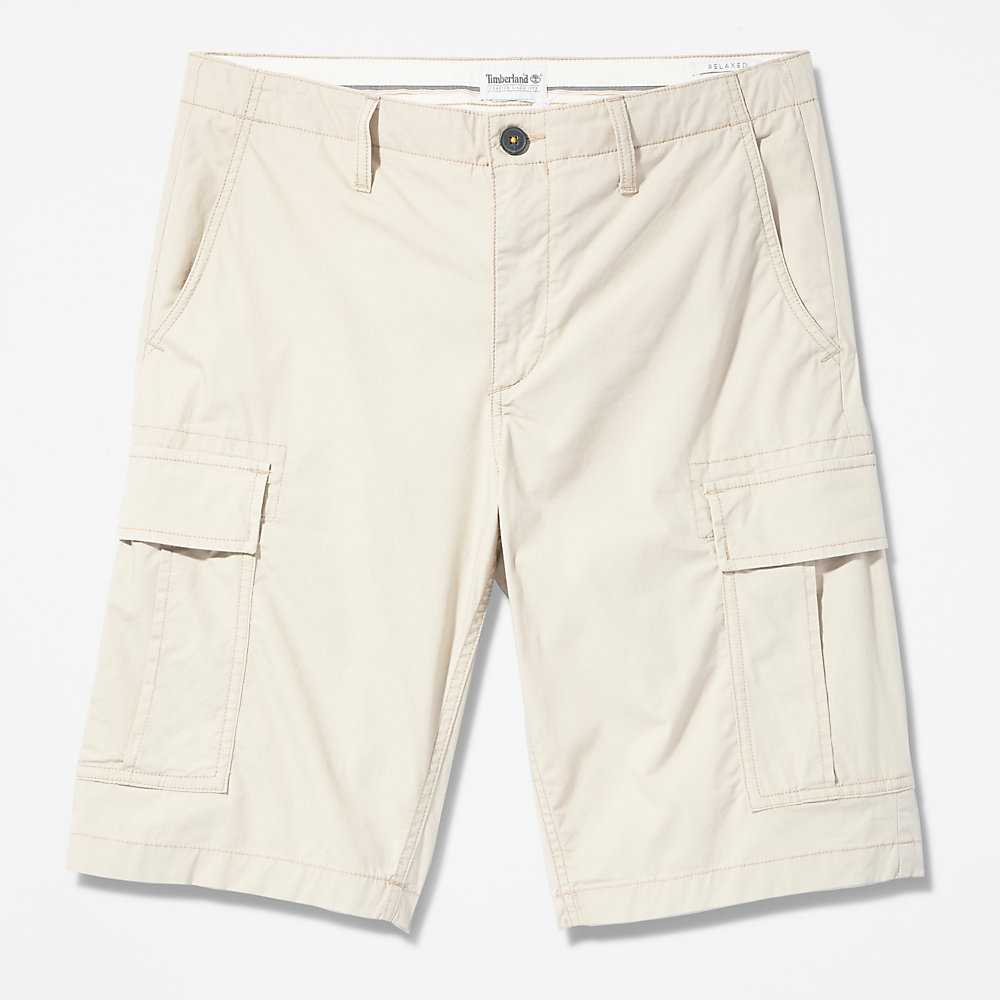 Beige Men's Timberland Poplin Cargo Shorts | Israel-9840276