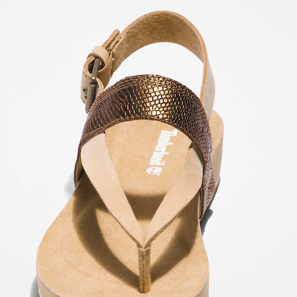 Beige Women's Timberland Malibu Beach Flip Flops | Israel-8723956