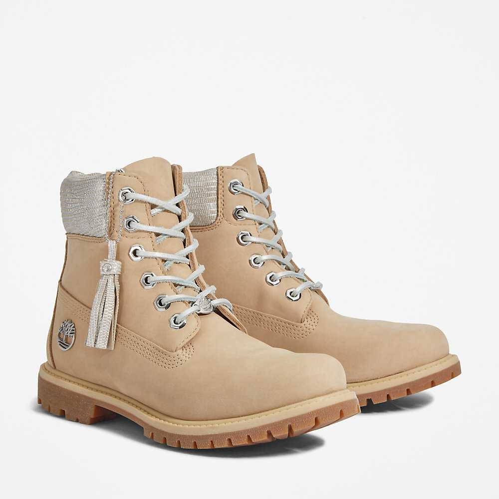 Beige Women's Timberland Premium® 6 Inch Waterproof Boots | Israel-4603157