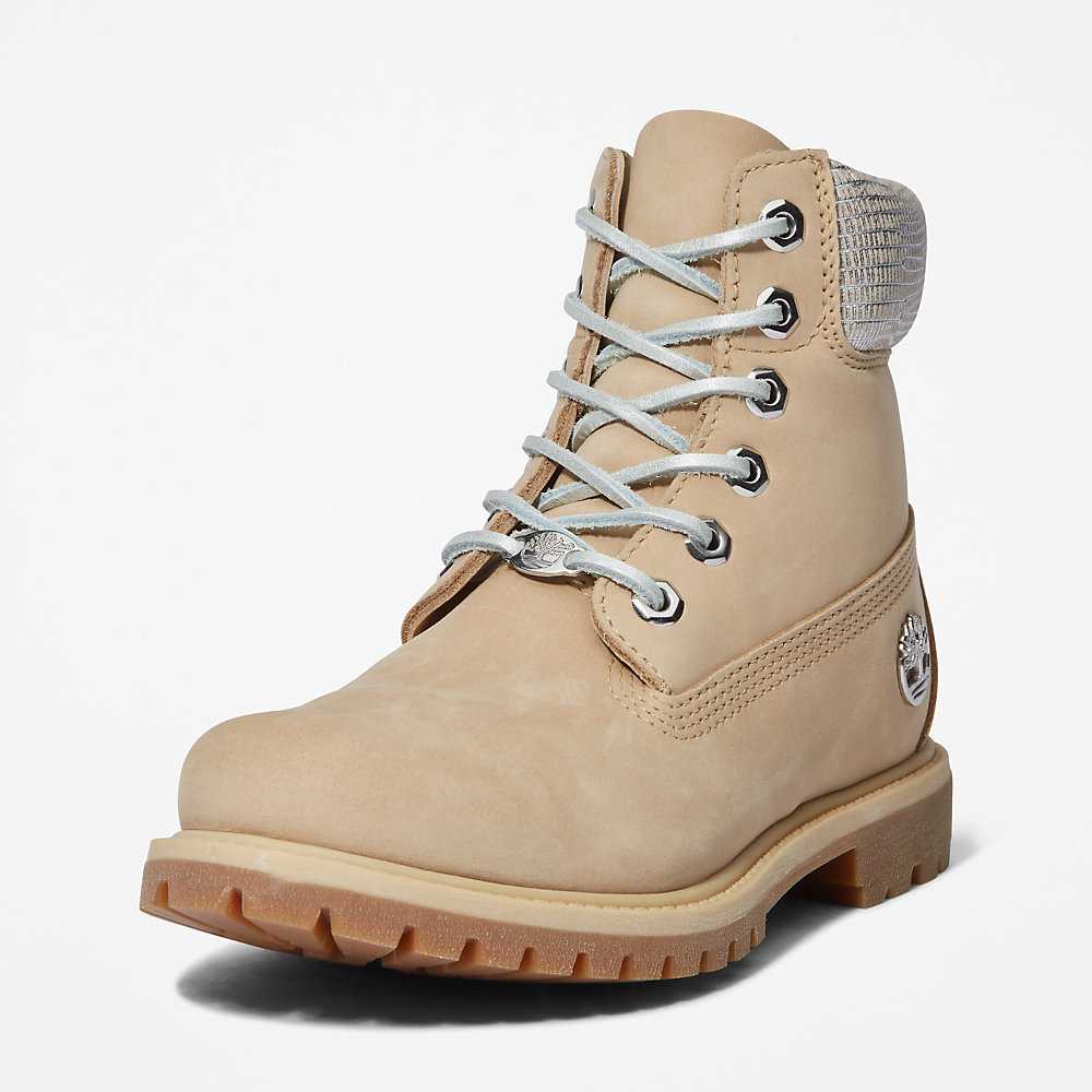 Beige Women's Timberland Premium® 6 Inch Waterproof Boots | Israel-4603157