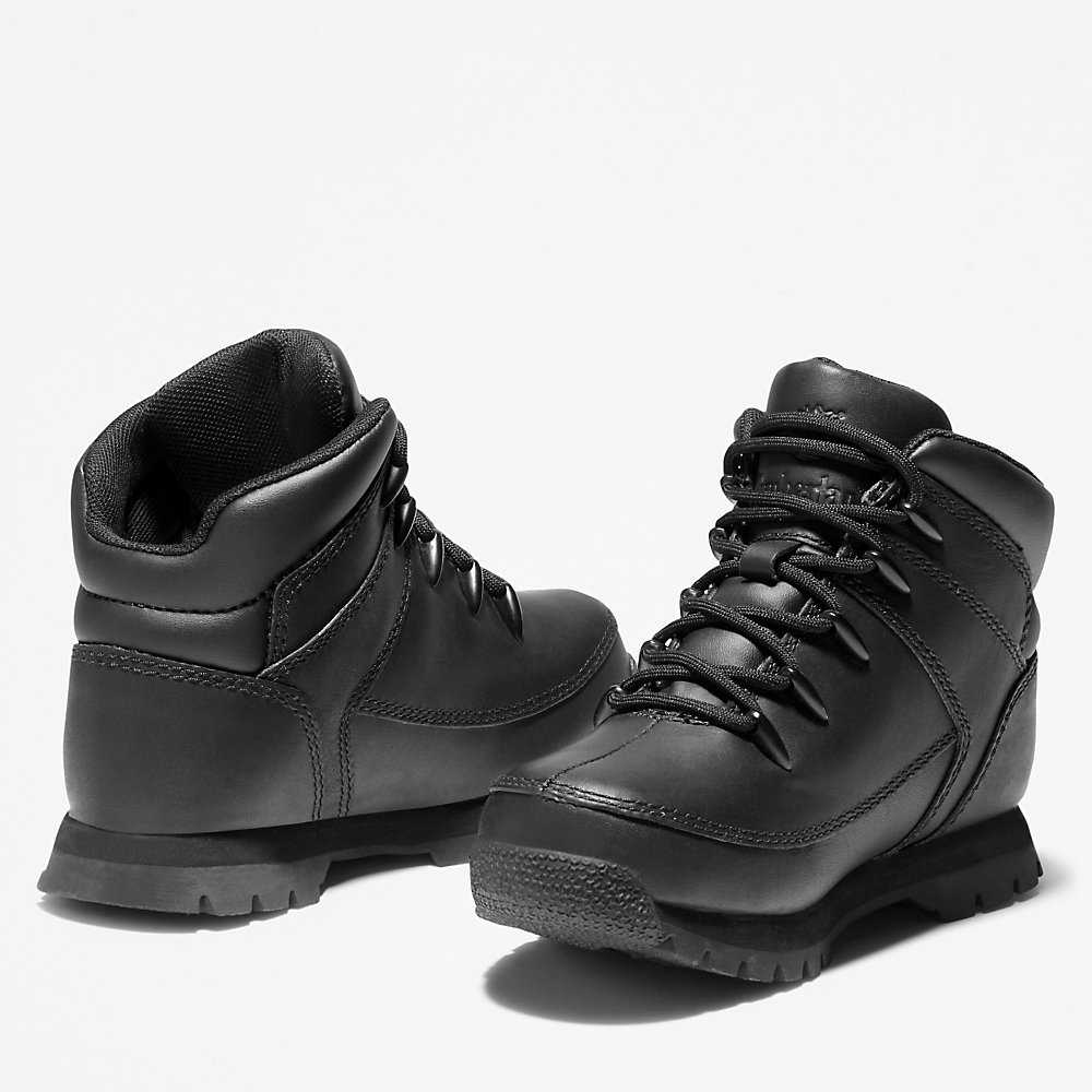 Black Kids' Timberland Euro Sprint Mid Hiking Boots | Israel-4219547