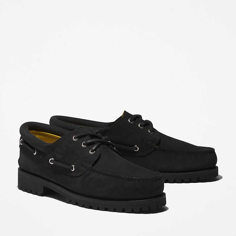 Black Men's Timberland 3-Eye Lug Boat Shoes | Israel-6718340