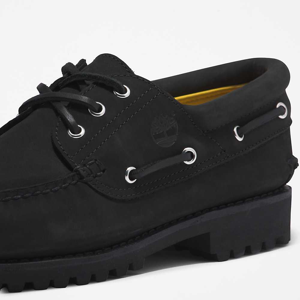 Black Men's Timberland 3-Eye Lug Boat Shoes | Israel-6718340