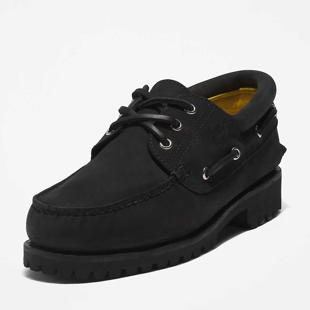 Black Men's Timberland 3-Eye Lug Boat Shoes | Israel-6718340