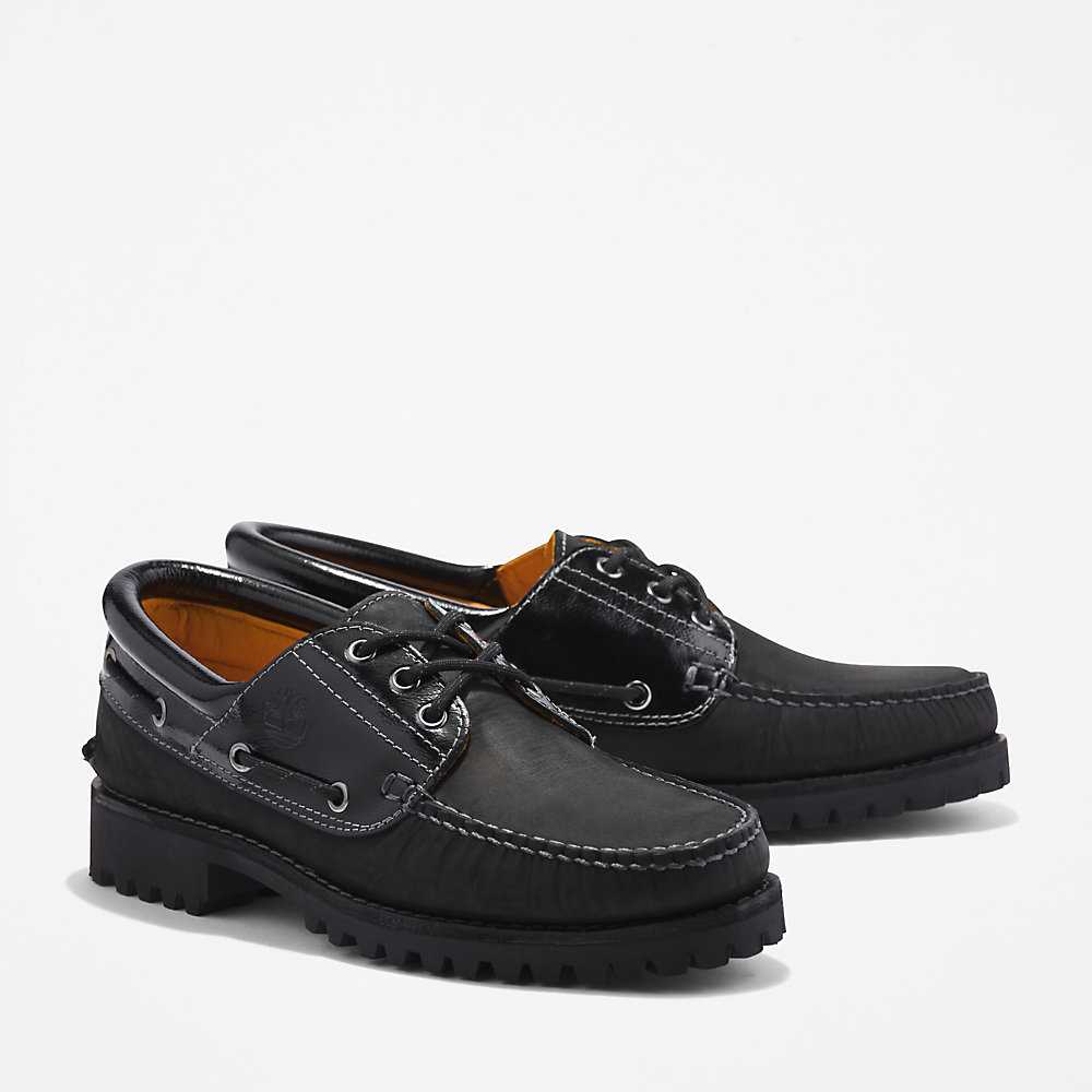 Black Men's Timberland 3-Eye Lug Boat Shoes | Israel-9430682