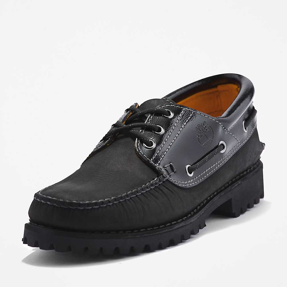 Black Men's Timberland 3-Eye Lug Boat Shoes | Israel-9430682