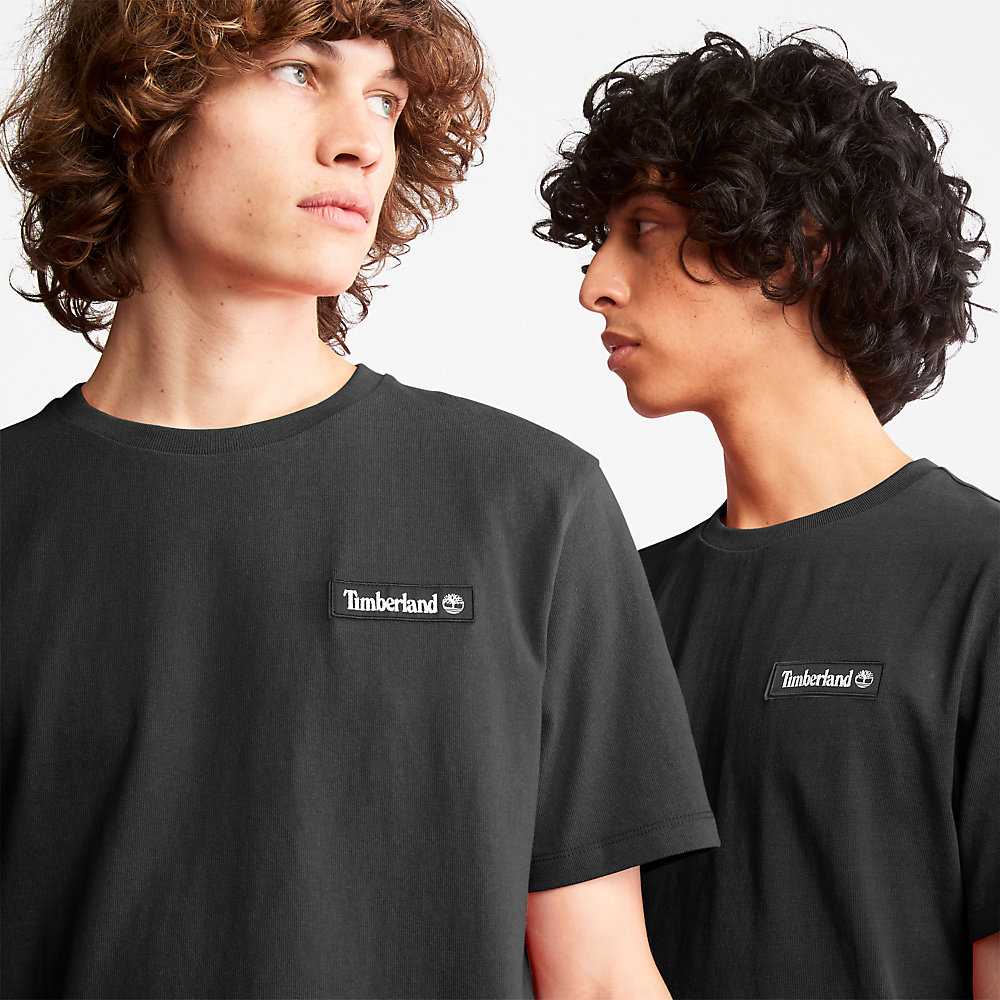 Black Men's Timberland All Gender Heavyweight Badge T Shirts | Israel-9046571