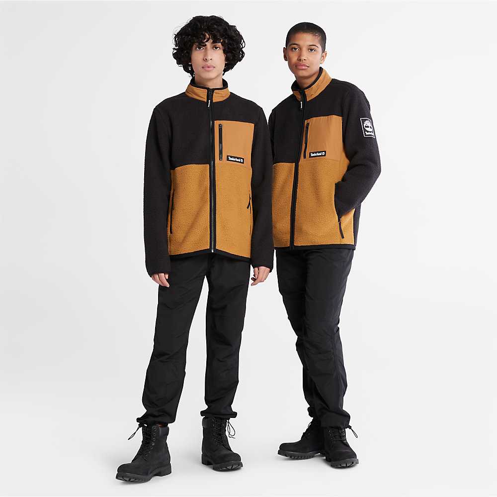 Black Men's Timberland All Gender Outdoor Archive Fleece Jackets | Israel-0273198