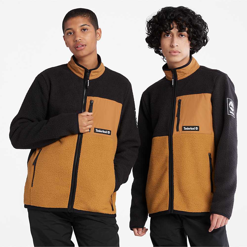 Black Men\'s Timberland All Gender Outdoor Archive Fleece Jackets | Israel-0273198