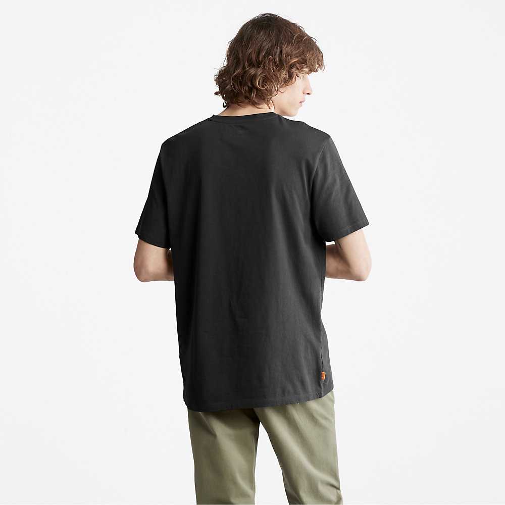 Black Men's Timberland Camo-Logo T Shirts | Israel-1594702