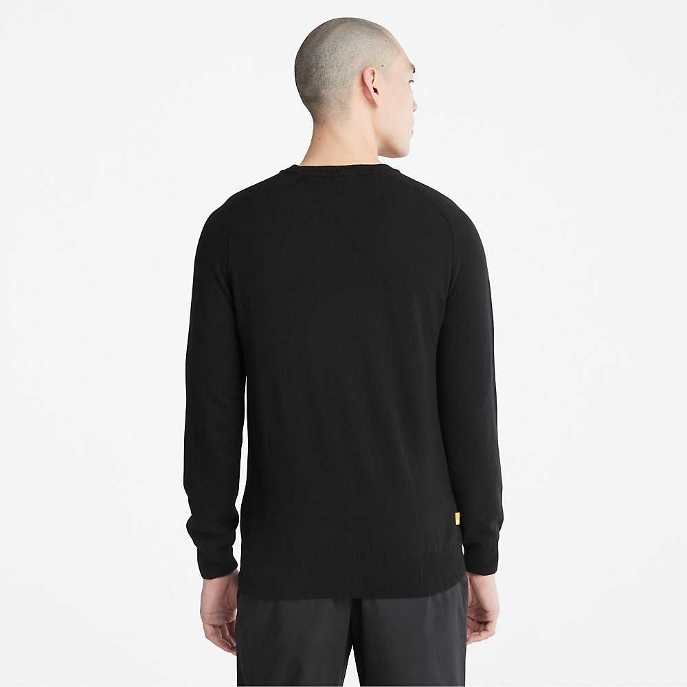 Black Men's Timberland Crewneck Sweatshirt | Israel-4278615