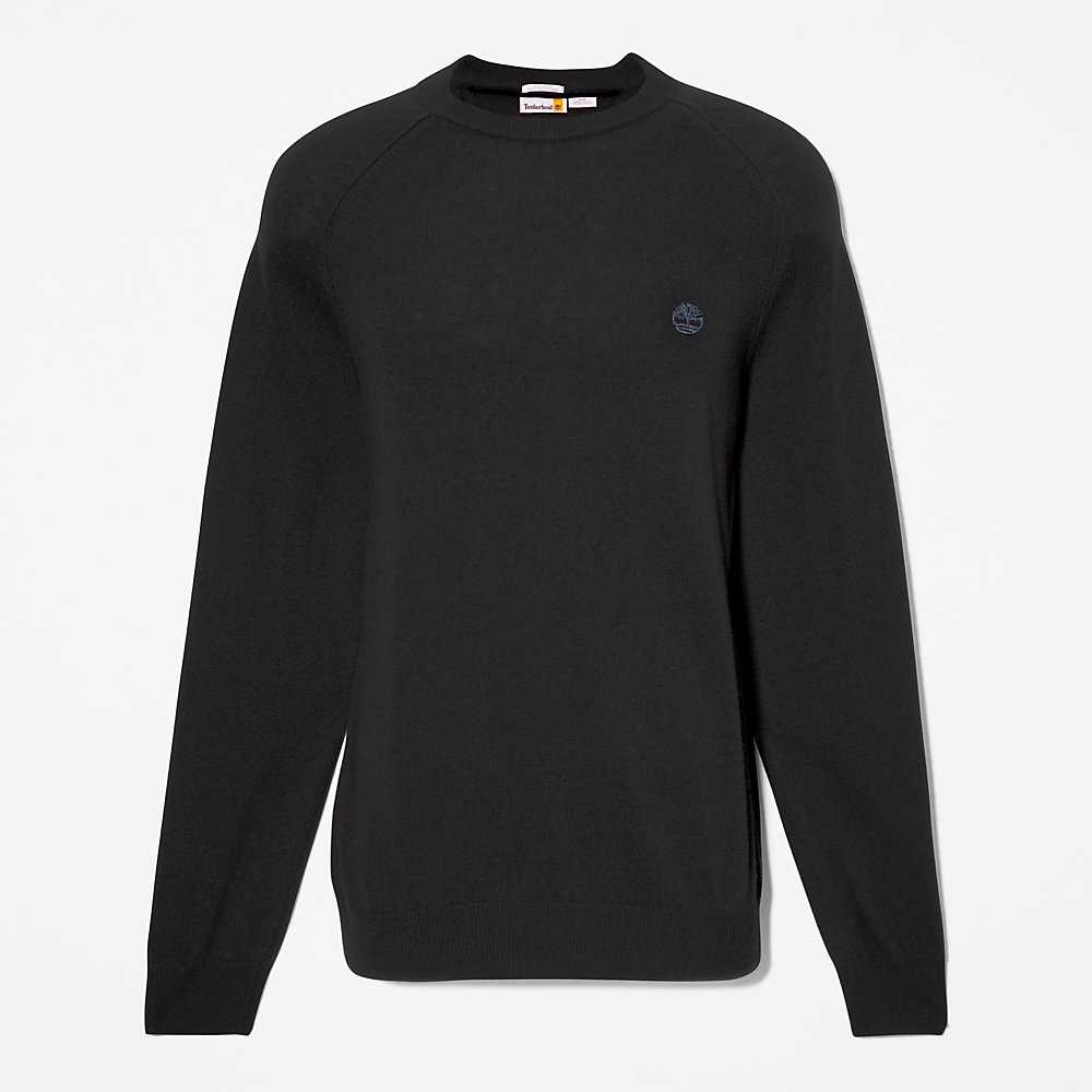 Black Men's Timberland Crewneck Sweatshirt | Israel-4278615