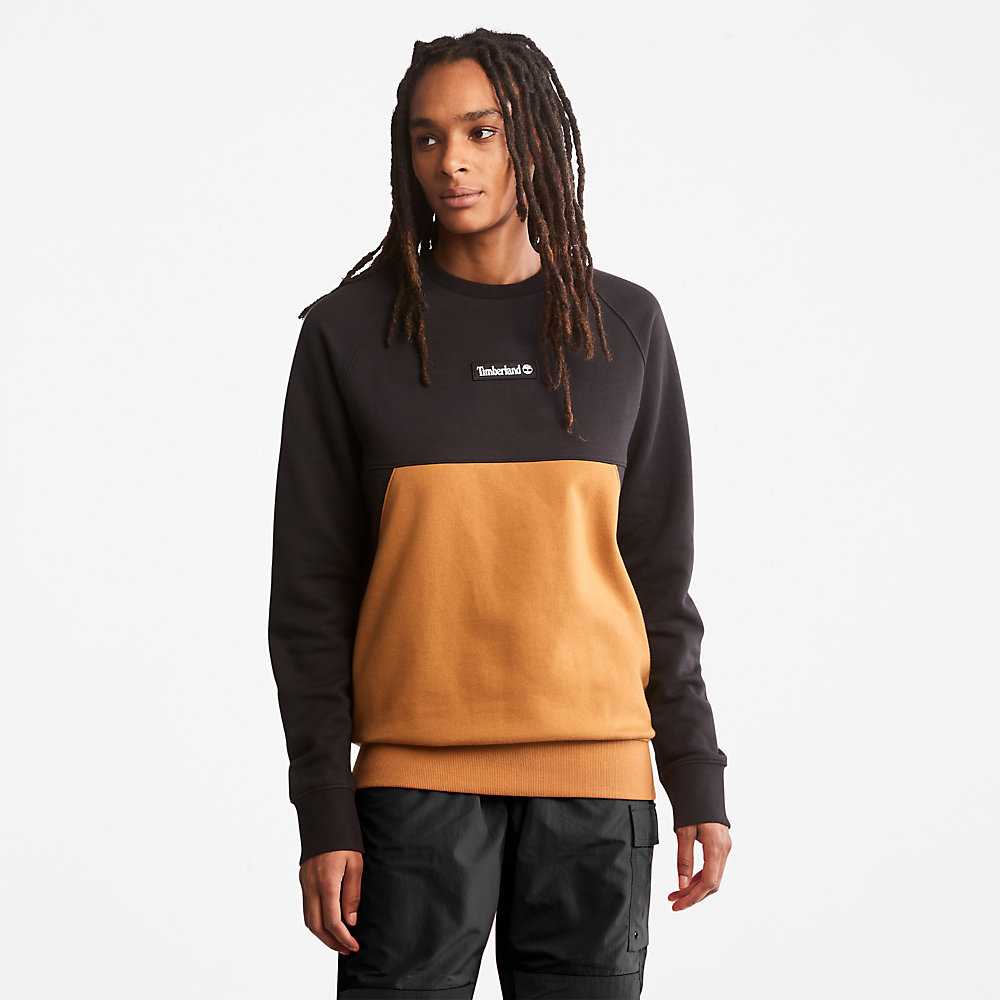 Black Men's Timberland Cut-and-Sew Sweatshirt | Israel-6475013