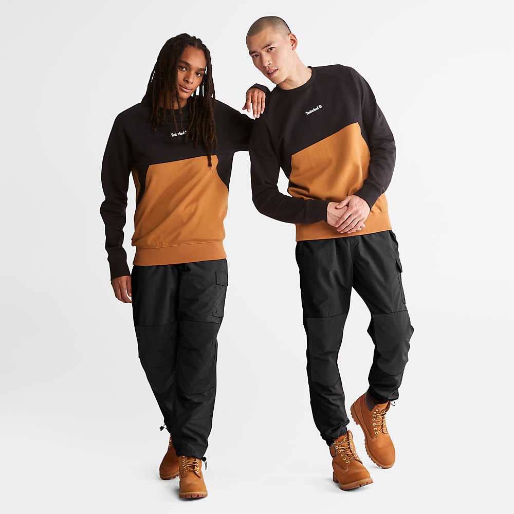 Black Men's Timberland Cut-and-Sew Sweatshirt | Israel-6475013