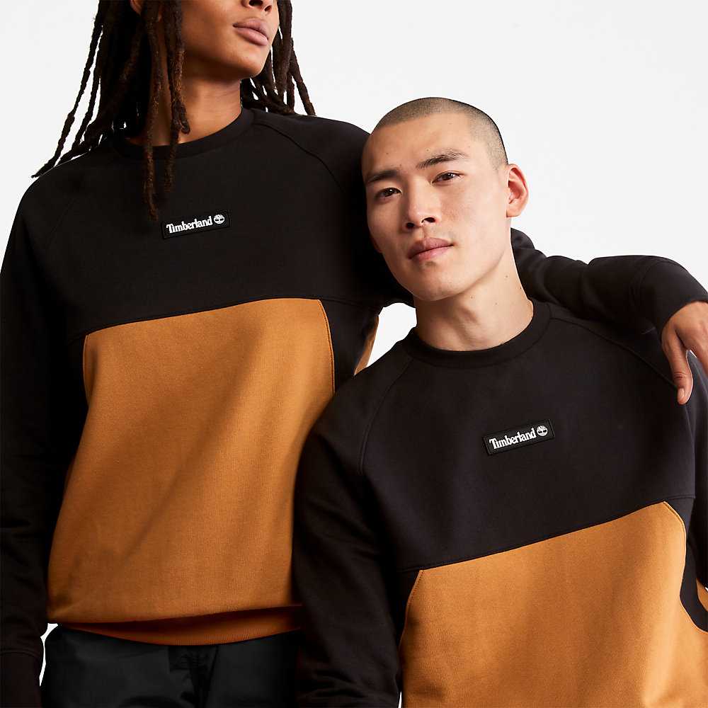 Black Men's Timberland Cut-and-Sew Sweatshirt | Israel-6475013