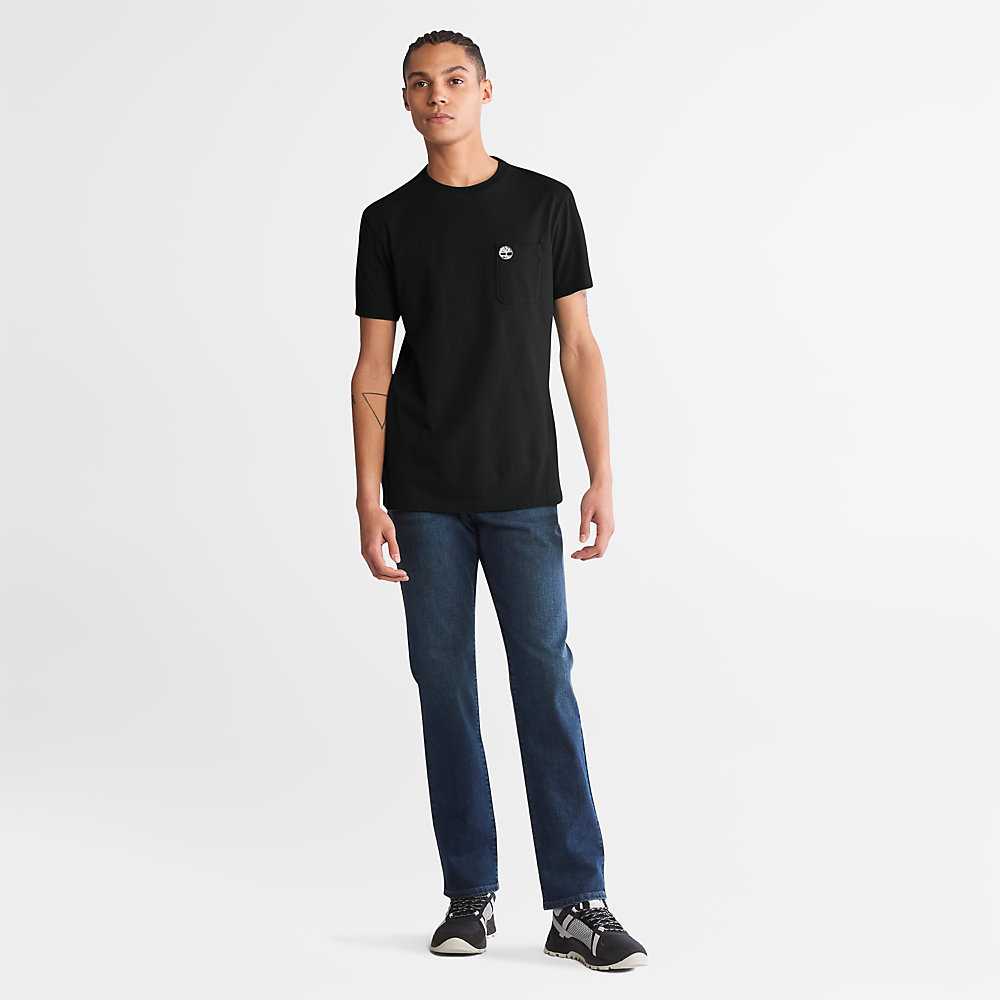 Black Men's Timberland Dunstan River T Shirts | Israel-2503148