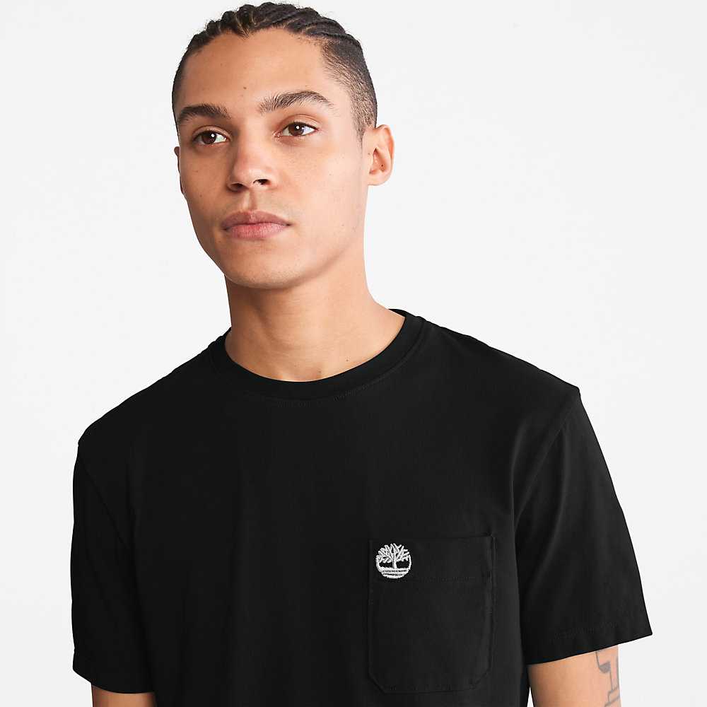 Black Men's Timberland Dunstan River T Shirts | Israel-2503148