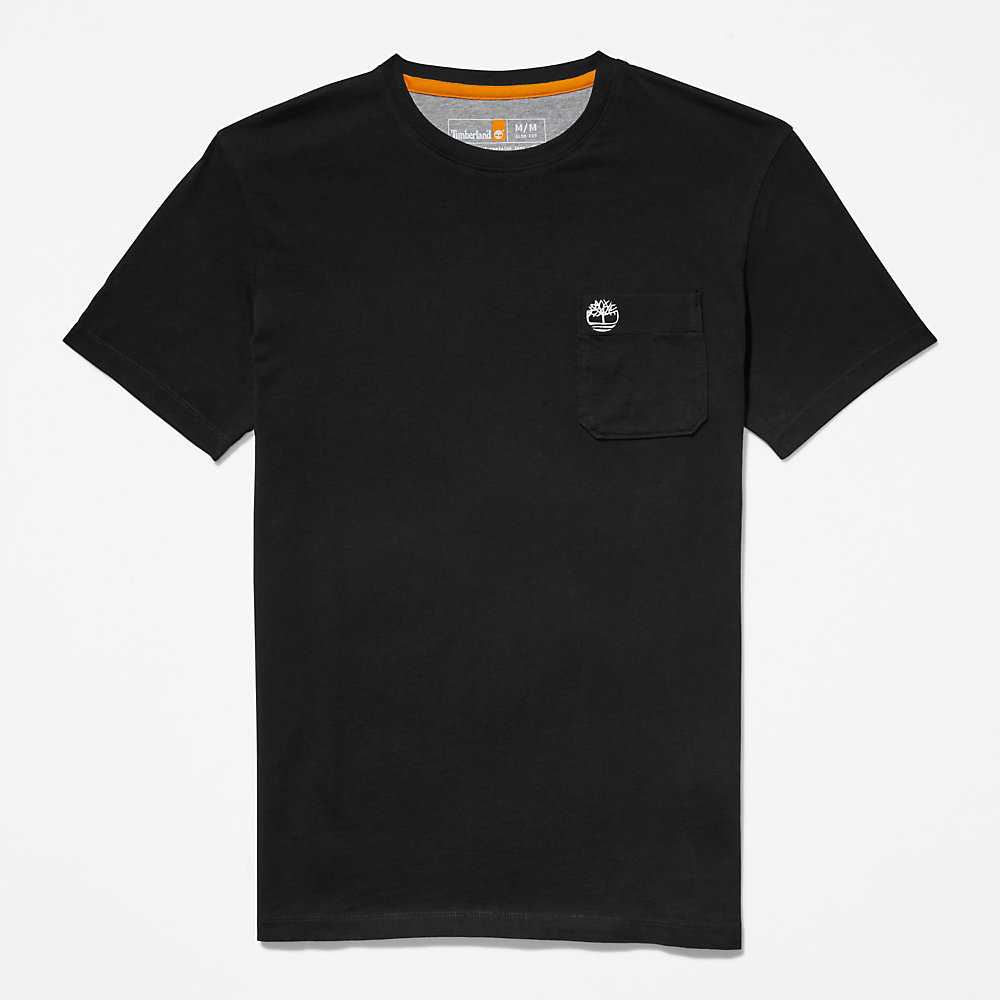 Black Men's Timberland Dunstan River T Shirts | Israel-2503148