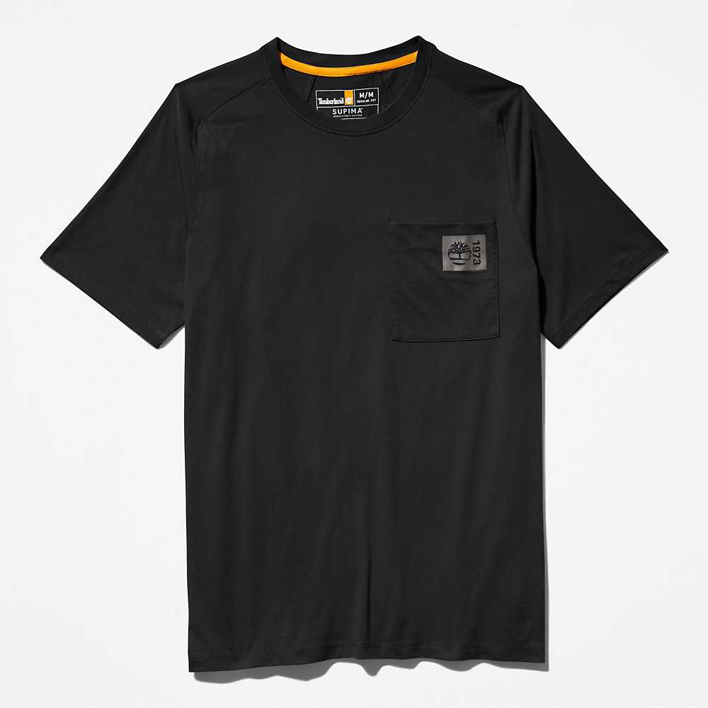 Black Men's Timberland Eco-Ready Supima® Cotton TimberFresh™ T Shirts | Israel-0143758