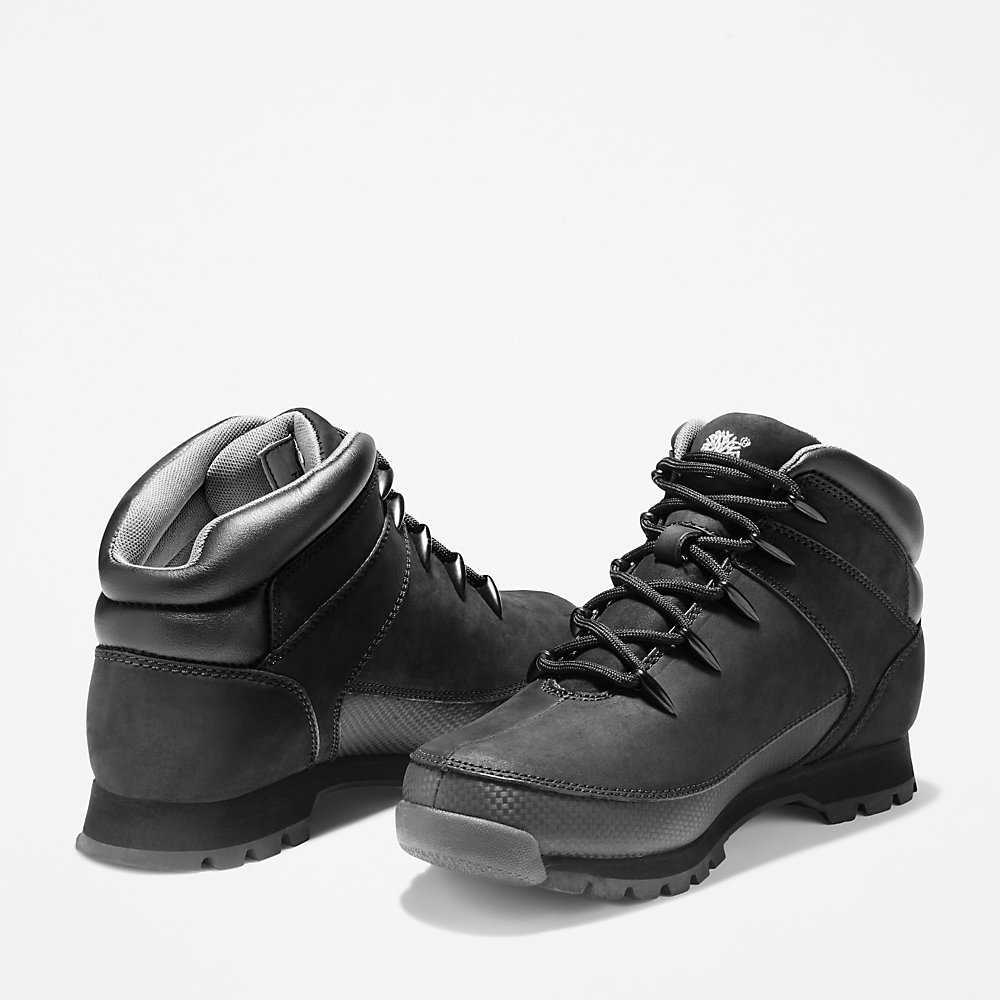 Black Men's Timberland Euro Sprint Mid Hiking Boots | Israel-4908563