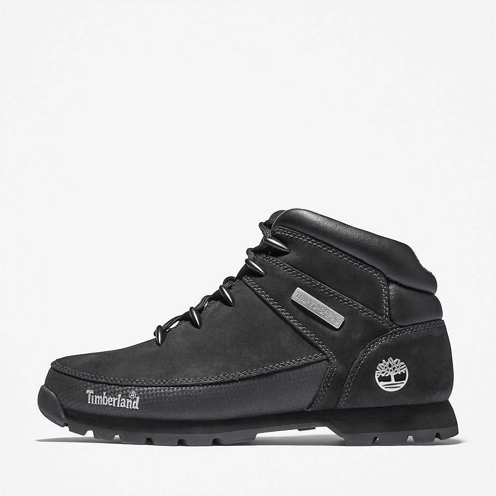 Black Men's Timberland Euro Sprint Mid Hiking Boots | Israel-4908563