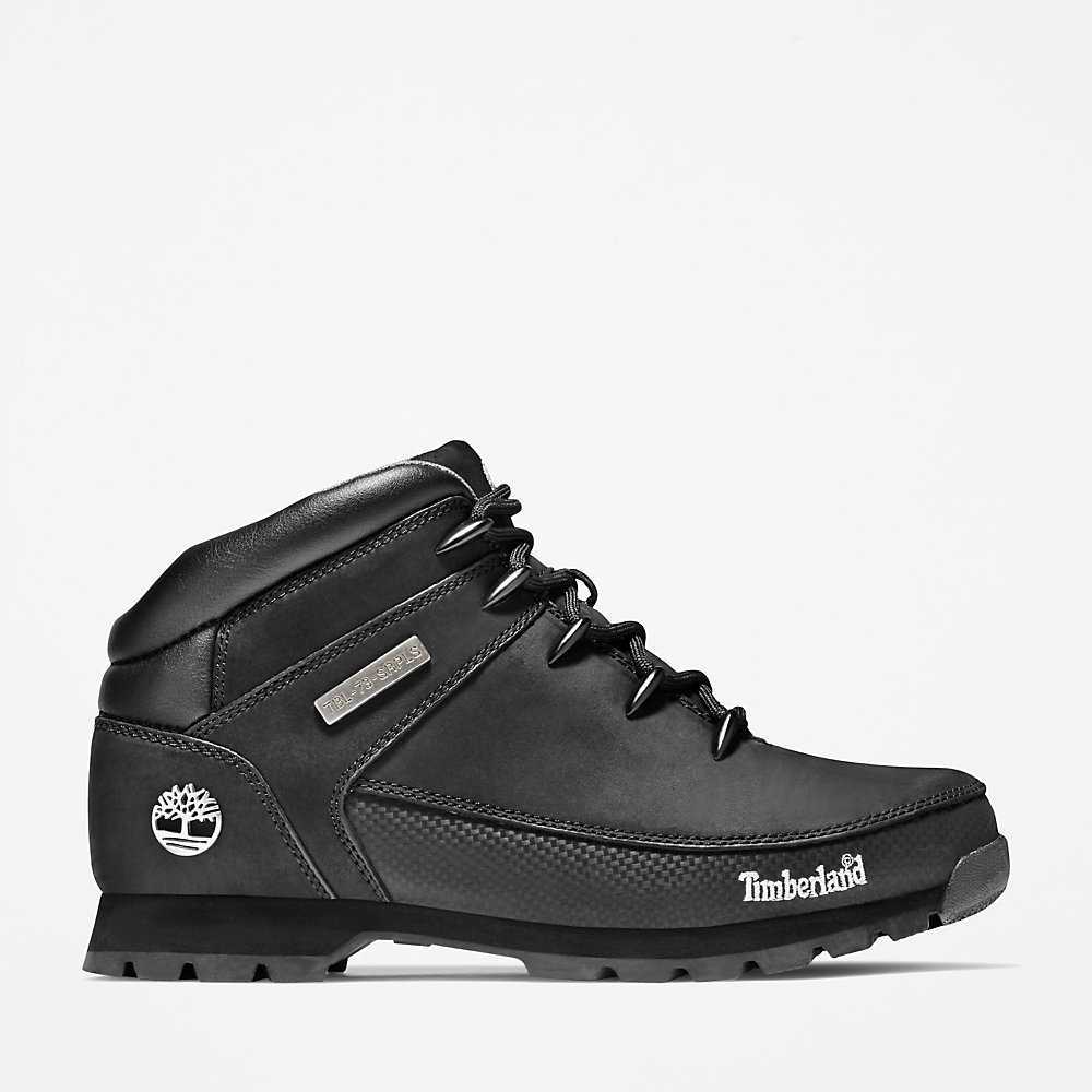 Black Men\'s Timberland Euro Sprint Mid Hiking Boots | Israel-4908563