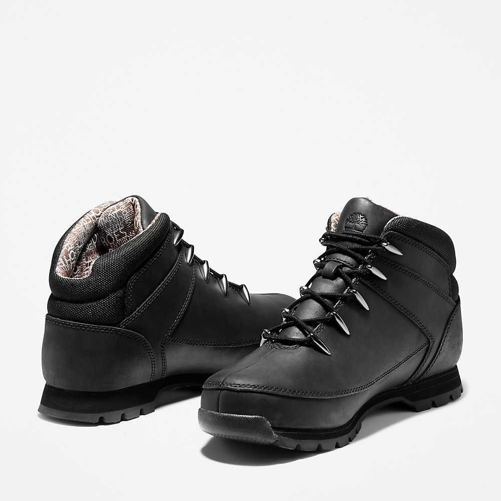 Black Men's Timberland Euro Sprint Mid Hiking Boots | Israel-9375061