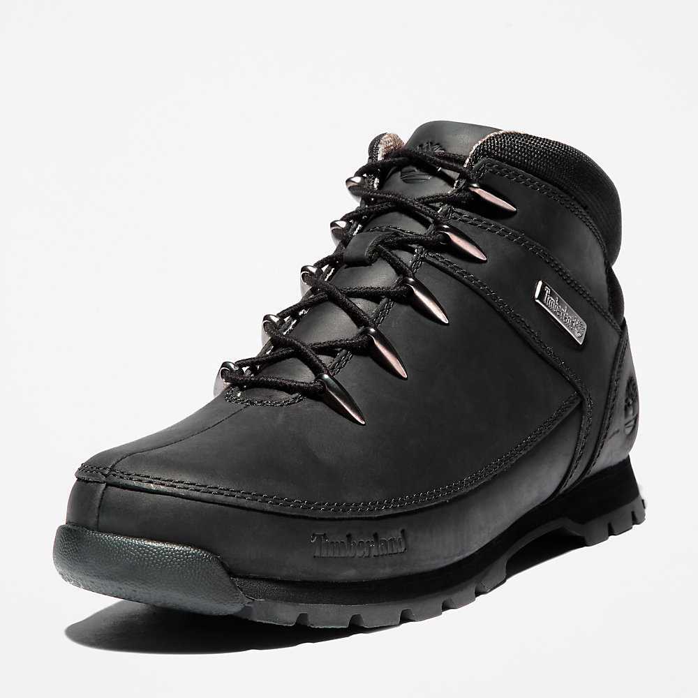 Black Men's Timberland Euro Sprint Mid Hiking Boots | Israel-9375061