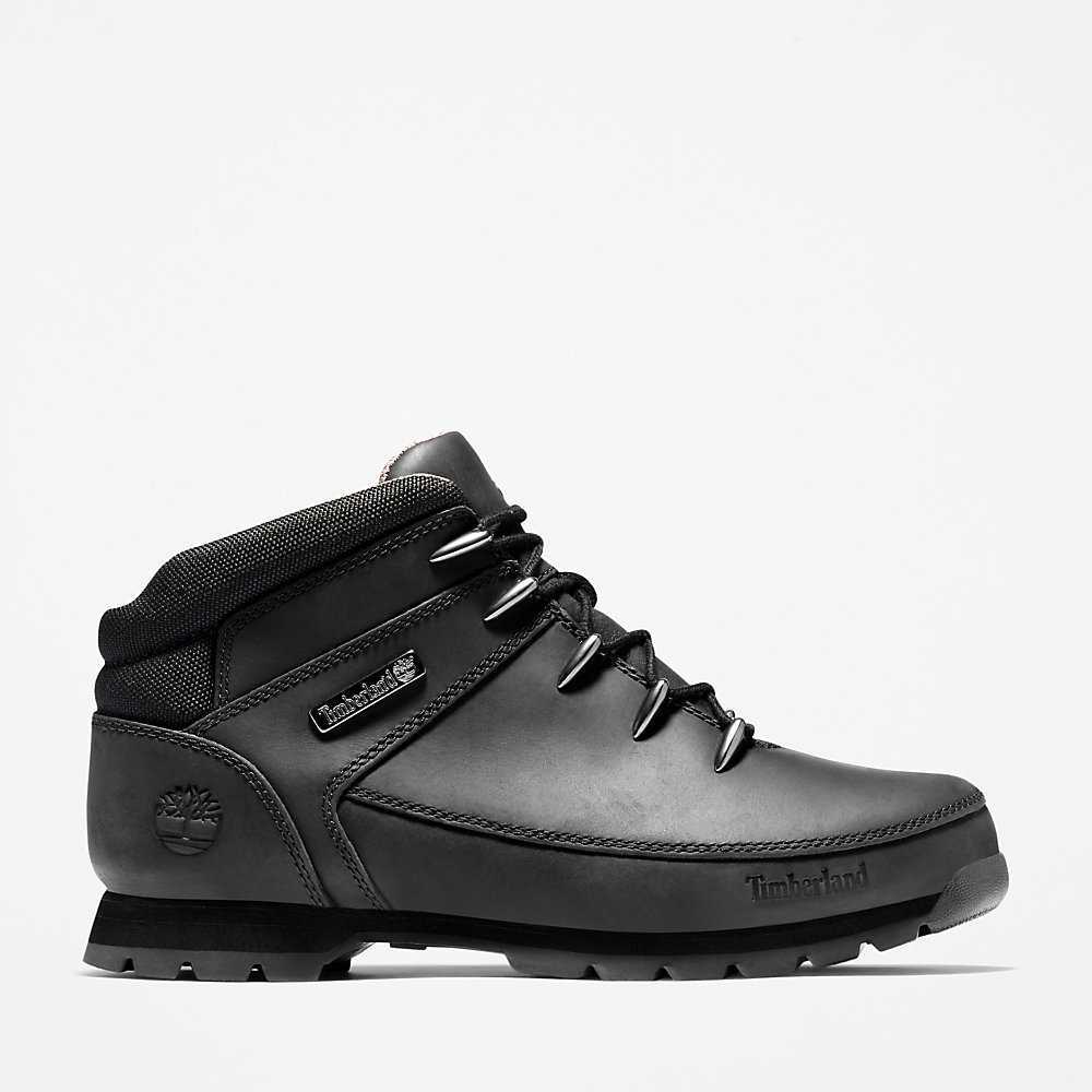 Black Men\'s Timberland Euro Sprint Mid Hiking Boots | Israel-9375061