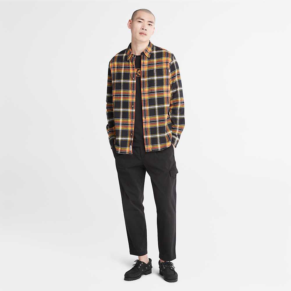 Black Men's Timberland Heavy Flannel Check Shirt | Israel-5976120