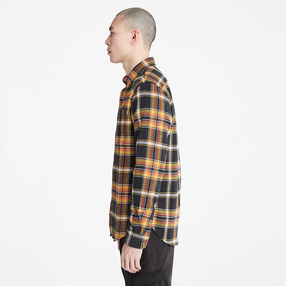 Black Men's Timberland Heavy Flannel Check Shirt | Israel-5976120