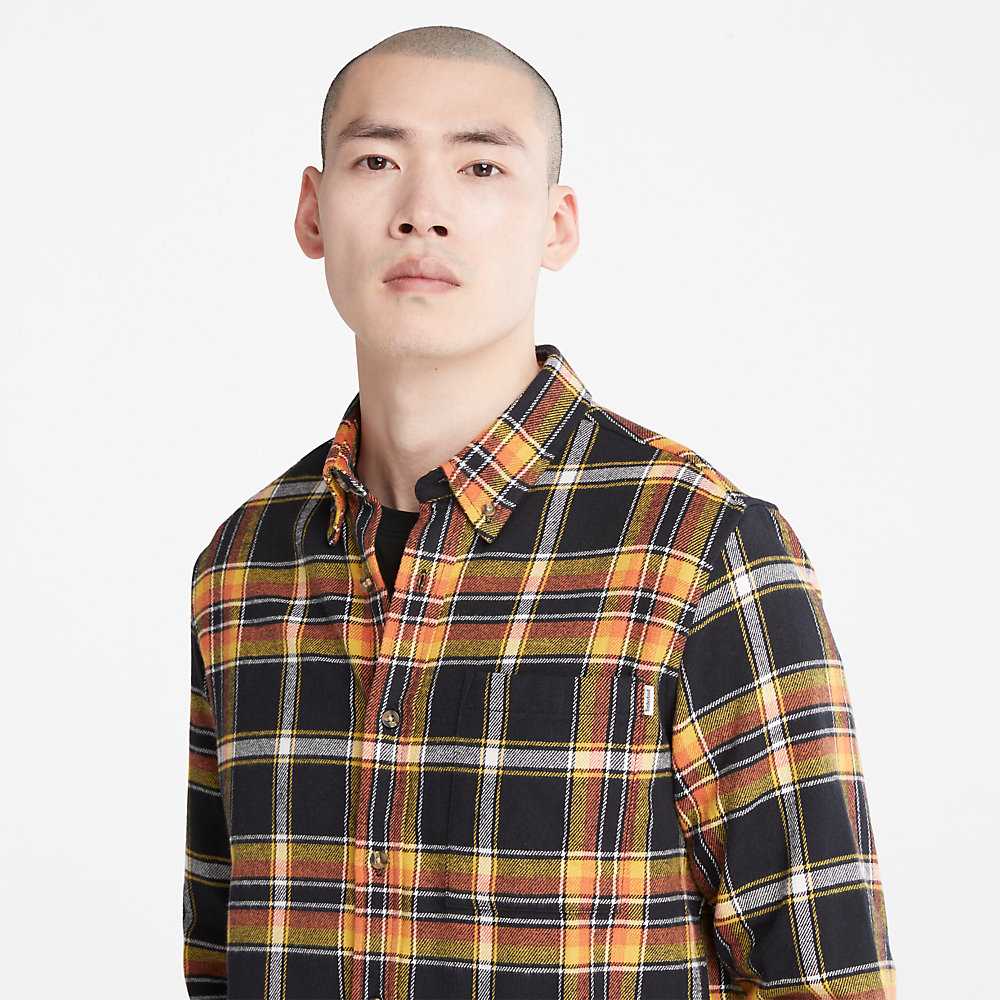 Black Men's Timberland Heavy Flannel Check Shirt | Israel-5976120