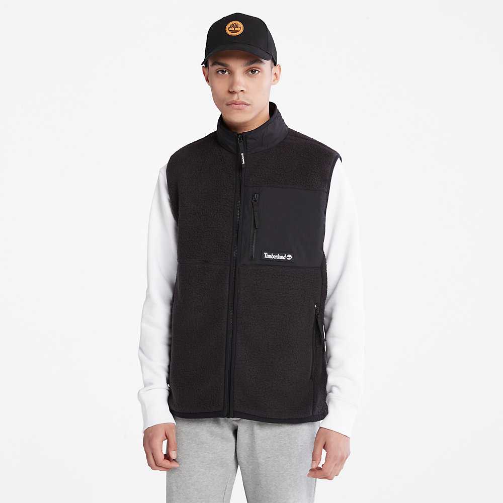 Black Men\'s Timberland High-pile Vest | Israel-4852936