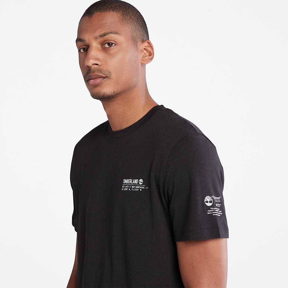 Black Men's Timberland Luxe Comfort Essentials Tencel™ x Refibra™ T Shirts | Israel-5479182