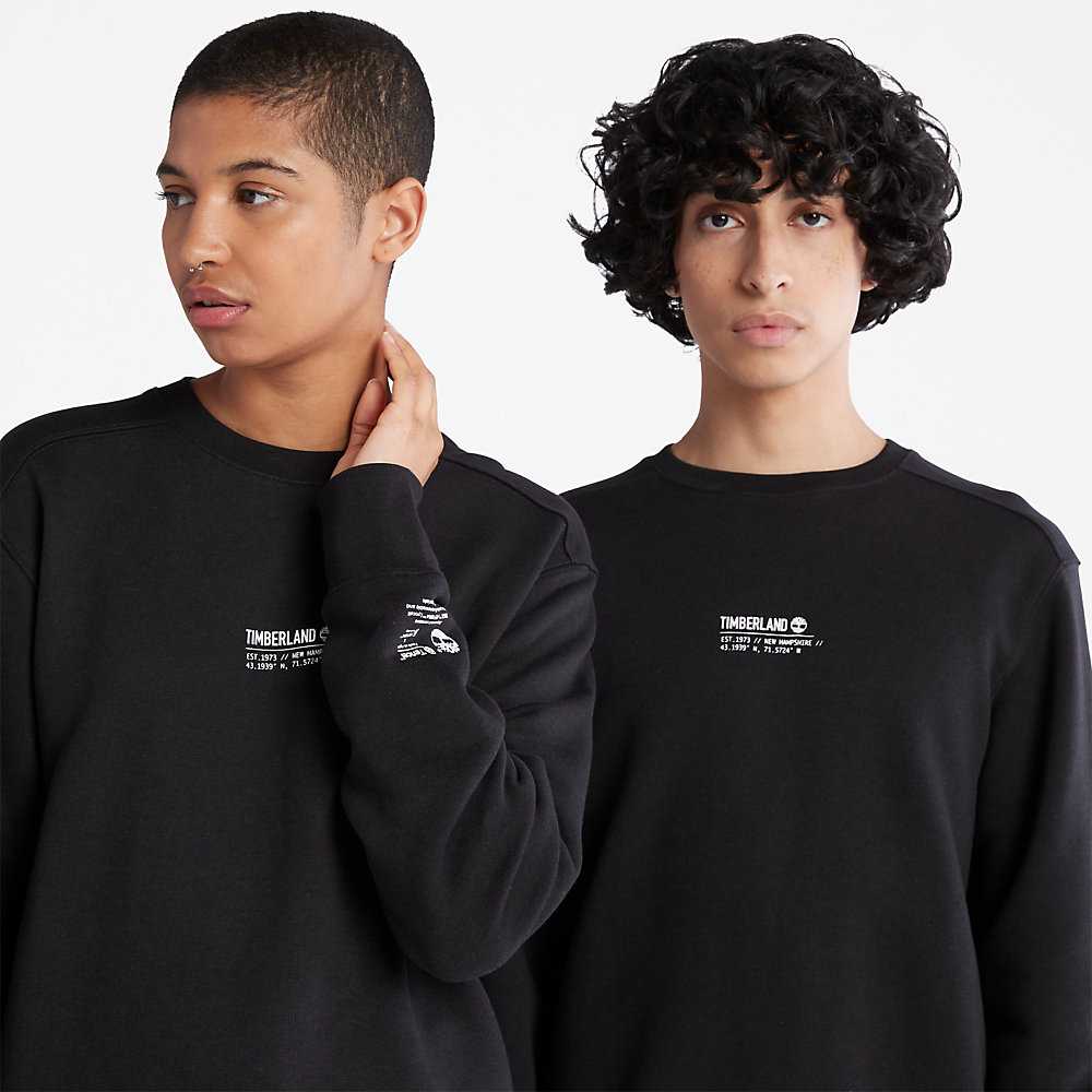 Black Men's Timberland Luxe Comfort Essentials Raglan Refibra™ Sweatshirt | Israel-6948705