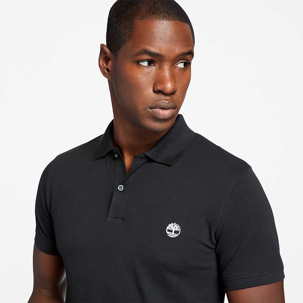 Black Men's Timberland Merrymeeting River Polo Shirts | Israel-2761850