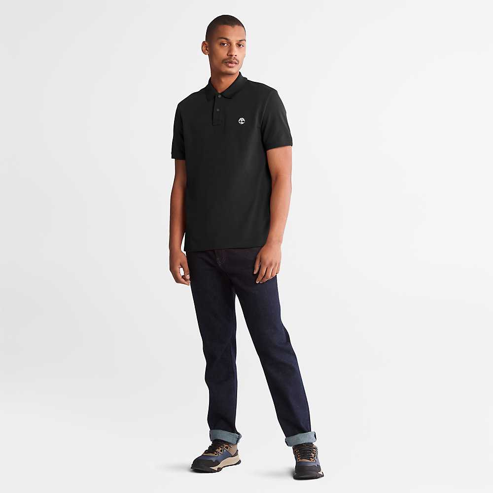 Black Men's Timberland Millers River Polo Shirts | Israel-0369485