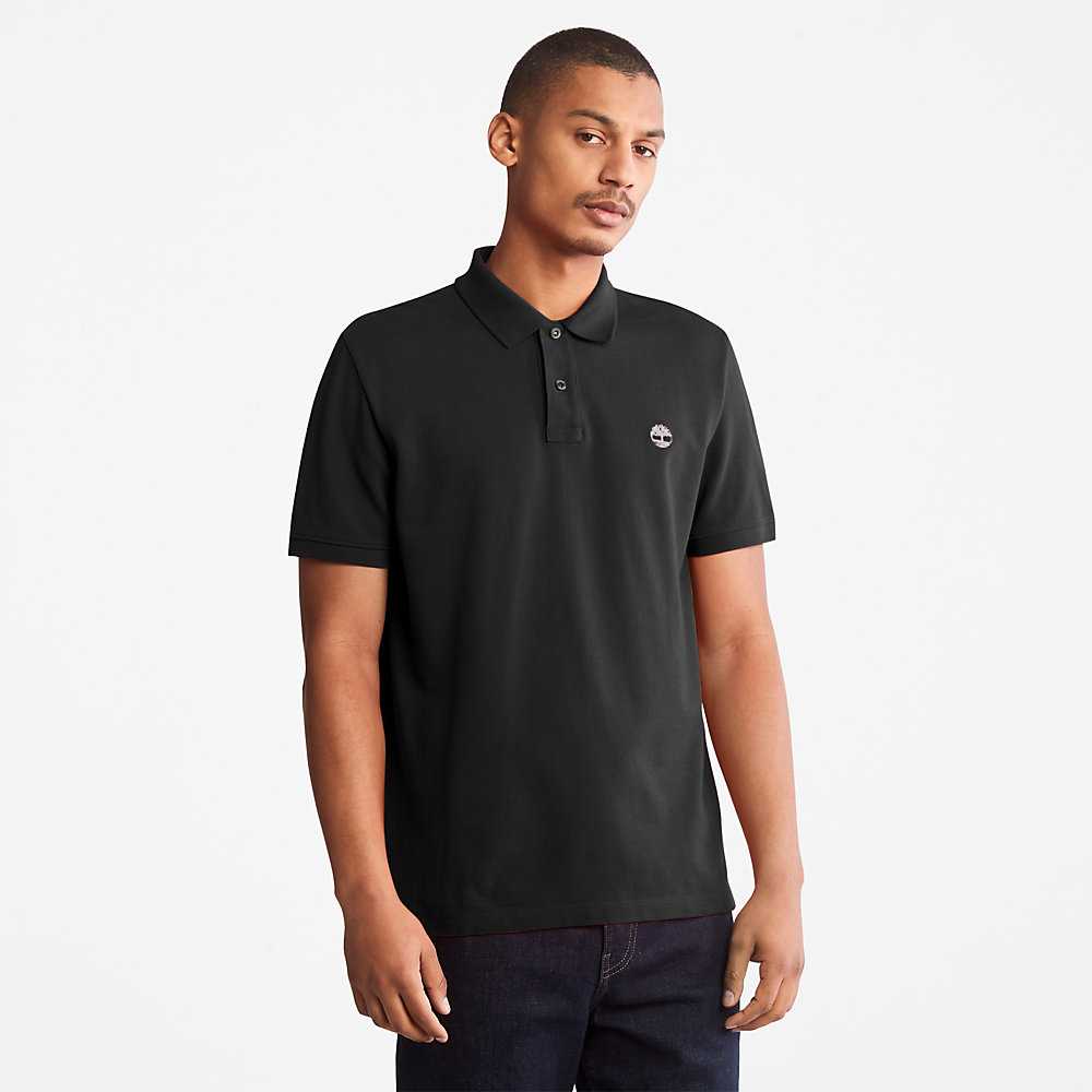 Black Men\'s Timberland Millers River Polo Shirts | Israel-0369485