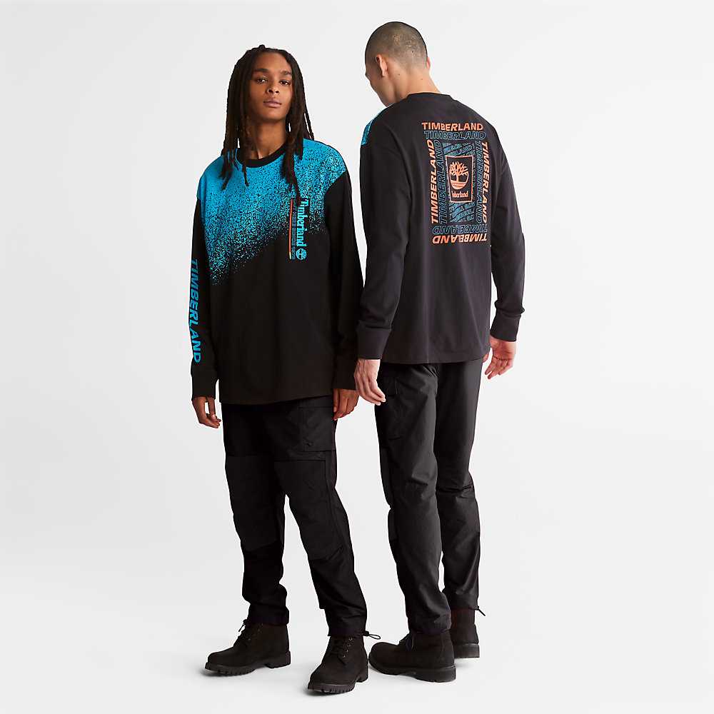 Black Men's Timberland Outdoor Archive T Shirts | Israel-2103647