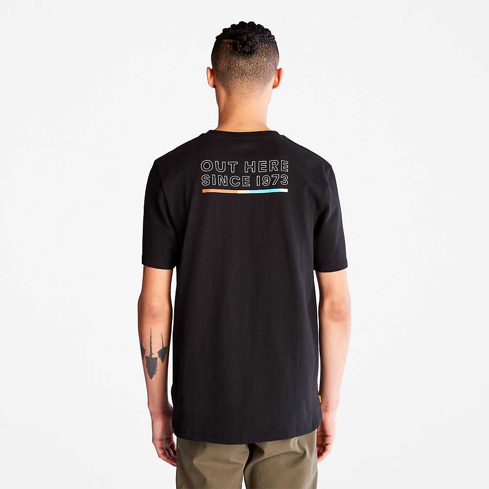 Black Men's Timberland Outdoor Archive T Shirts | Israel-3504291