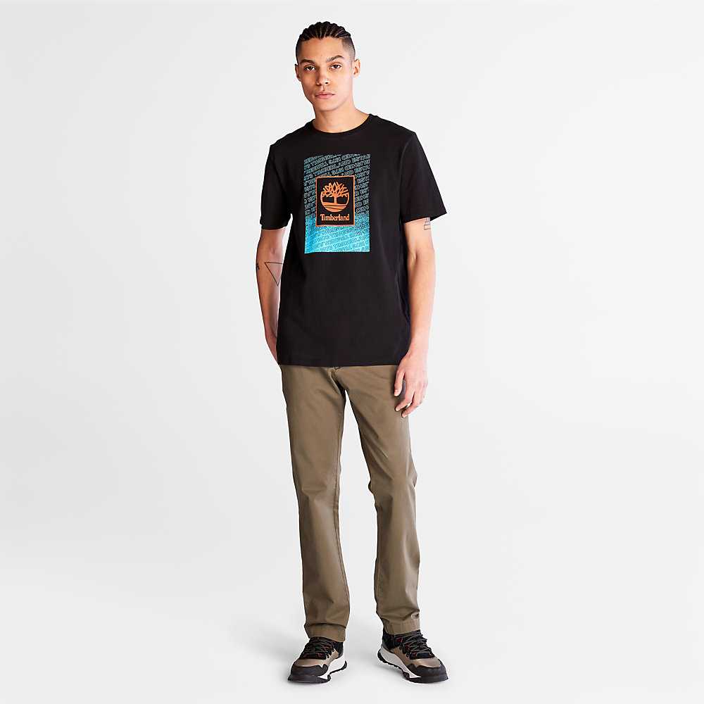 Black Men's Timberland Outdoor Archive T Shirts | Israel-3504291