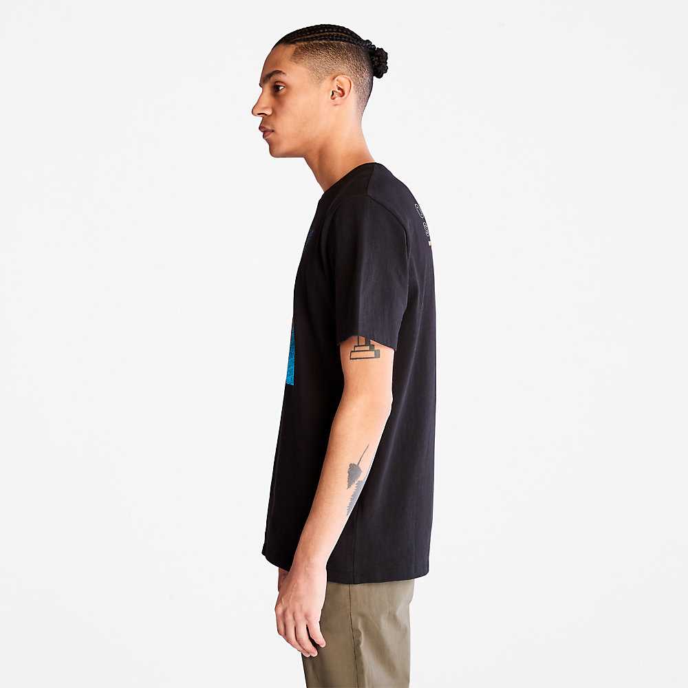 Black Men's Timberland Outdoor Archive T Shirts | Israel-3504291