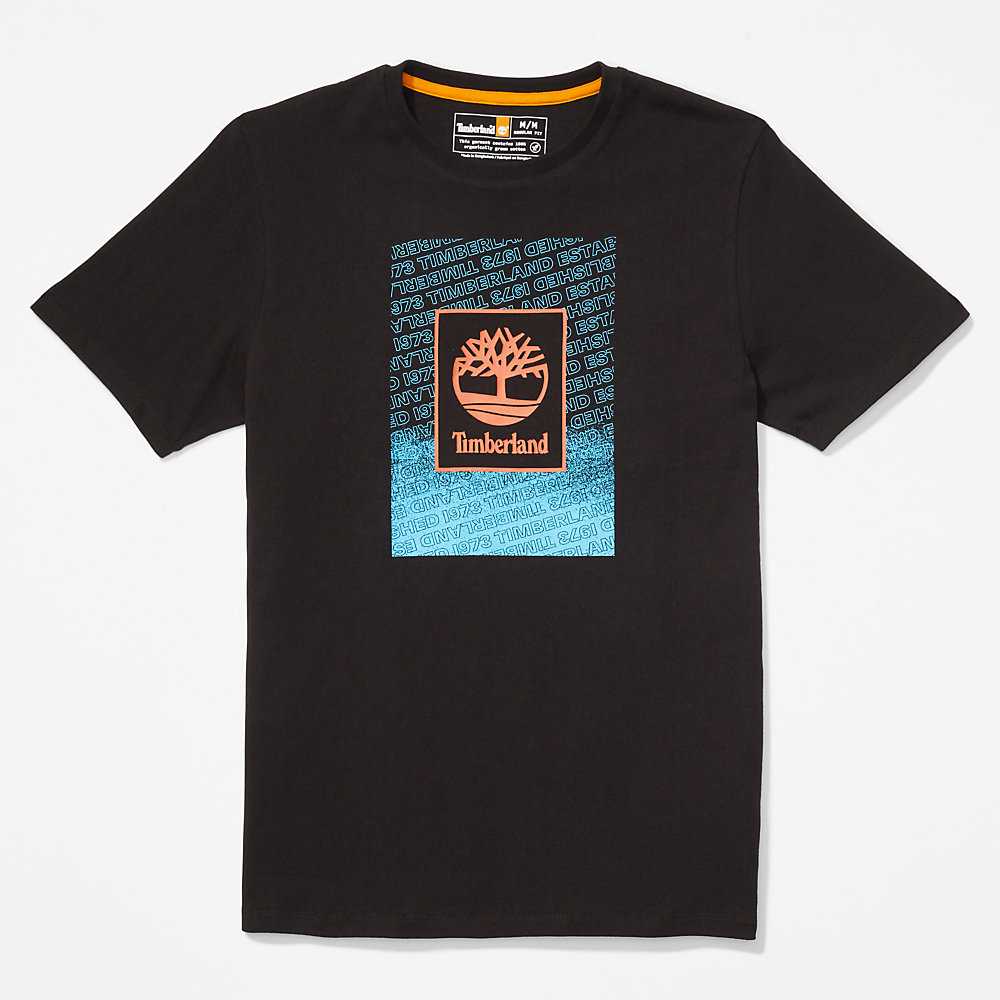 Black Men's Timberland Outdoor Archive T Shirts | Israel-3504291