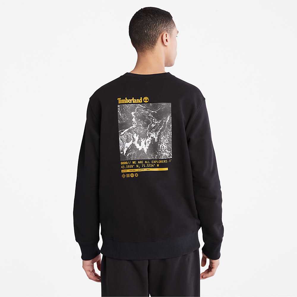 Black Men's Timberland Photographic Sweatshirt | Israel-1962870