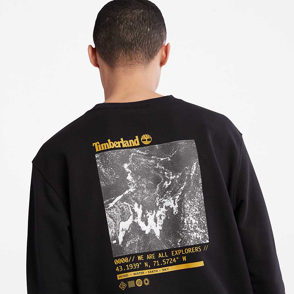 Black Men's Timberland Photographic Sweatshirt | Israel-1962870